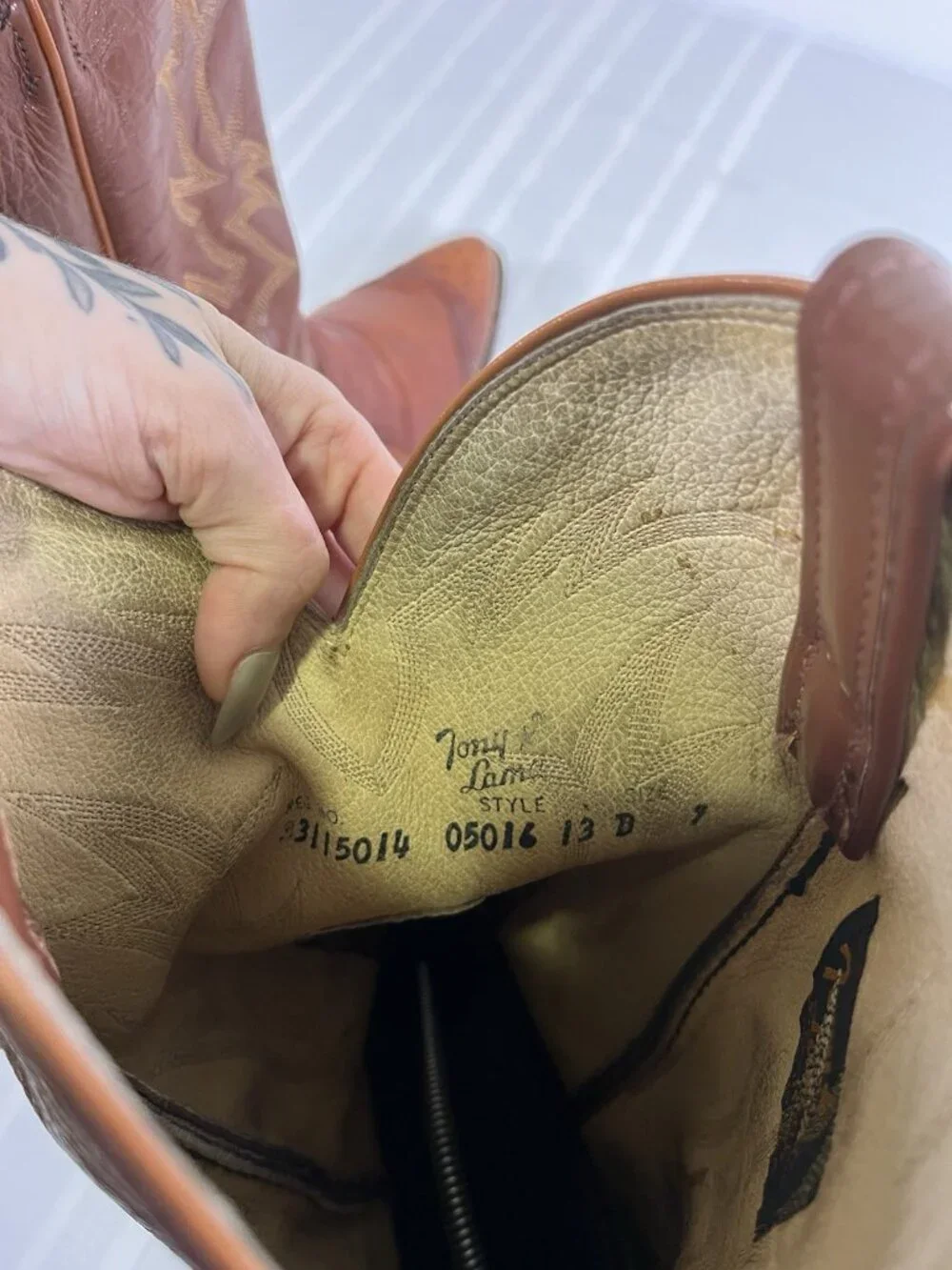 VTG 90s Tony Lama Full Quill Ostrich Cowboy Boots Brown Western Size 13 D USA